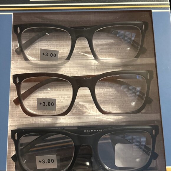 M By Max Studio Reading Glasses Readers +3.00 Box Of 3 Scratch Resistant NIB - Picture 5 of 8